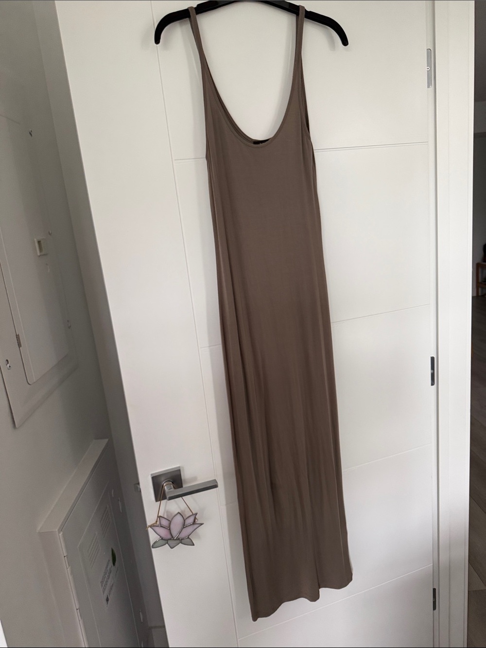 Babaton Taupe Scoop-Neck Maxi Dress